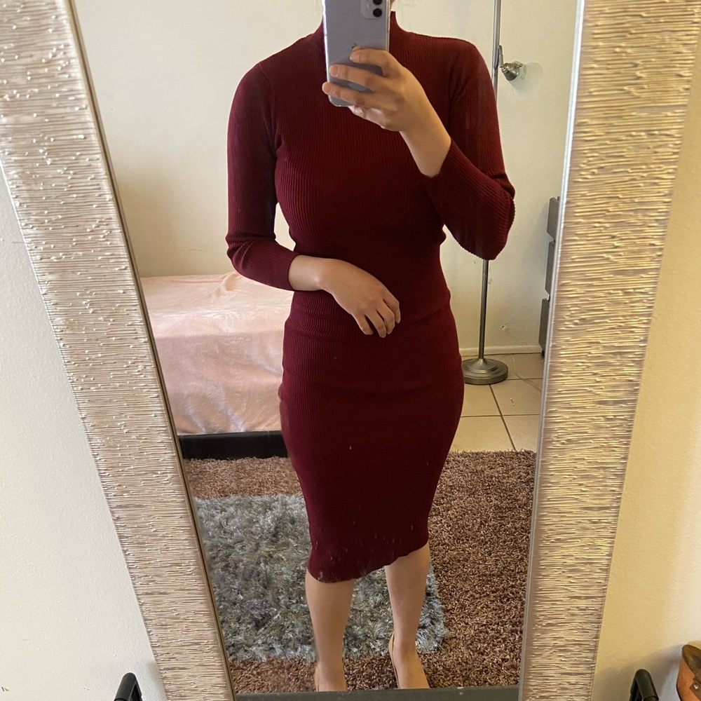 Forever21 Maroon Midi Sweater Dress